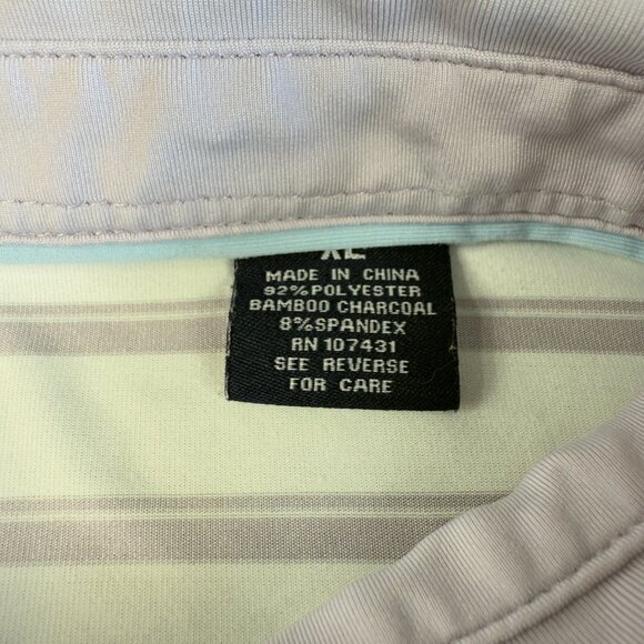 Linksoul XL Striped Performance Polo – Bamboo Charcoal Stretch Golf Shirt - Picture 4 of 11